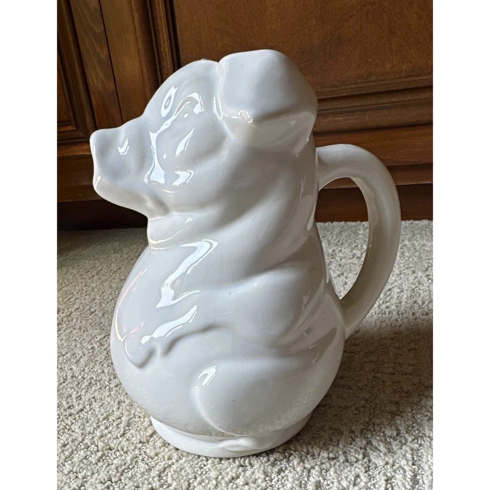 Vintage Ceramic Pig Animal Character Jug Pitcher Decorative Pottery Stamp USA